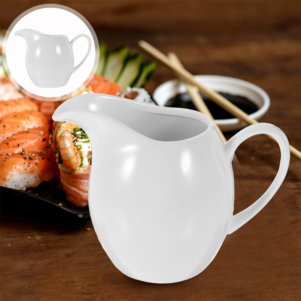 Pour Spout Pitcher - 2 Adet Seramik Süt Sürahisi, Beyaz
